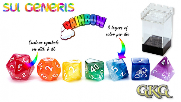 Sui Generis Rainbow Set of 7 Dice