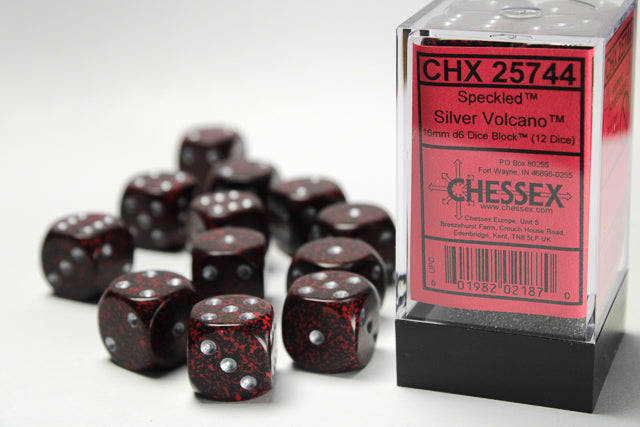 Chessex 16MM D6 Dice - Speckled - Silver Volcano