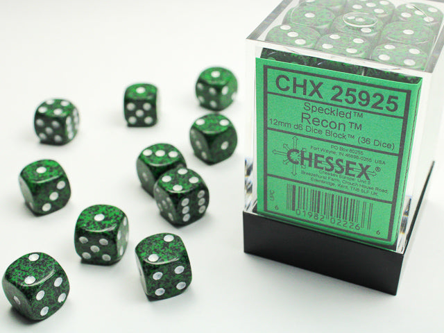 Chessex 12MM D6 Dice - Speckled - Golden Recon