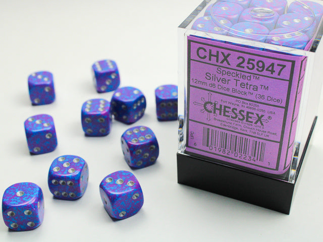 Chessex 12MM D6 Dice - Speckled - Silver Tetra