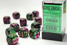 Chessex 16MM D6 Dice - Gemini - Green-Purple/Gold