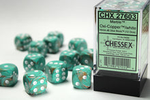 Chessex 16MM D6 Dice - Marble - Oxi-Copper/White
