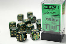 Chessex 16MM D6 Dice - Scarab - Jade/Gold
