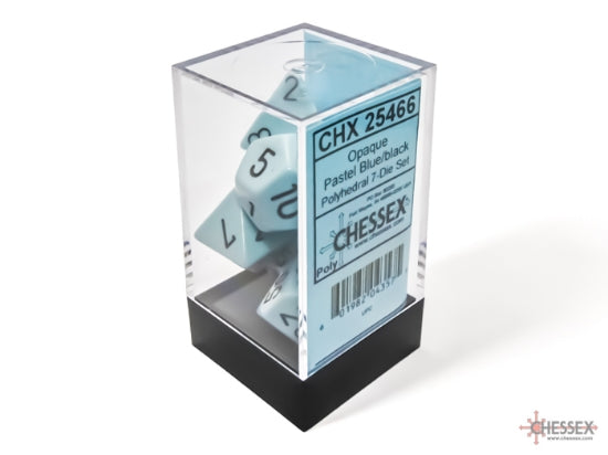 Chessex 7-Die set - Opaque - Pastel Blue / Black