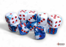 Chessex 16MM D6 Dice - Gemini  - Astral Blue-White/Red