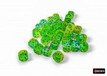 Chessex 12MM D6 Dice - Gemini Luminary - Plasma Green-Teal/Orange