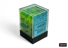 Chessex 12MM D6 Dice - Gemini Luminary - Plasma Green-Teal/Orange