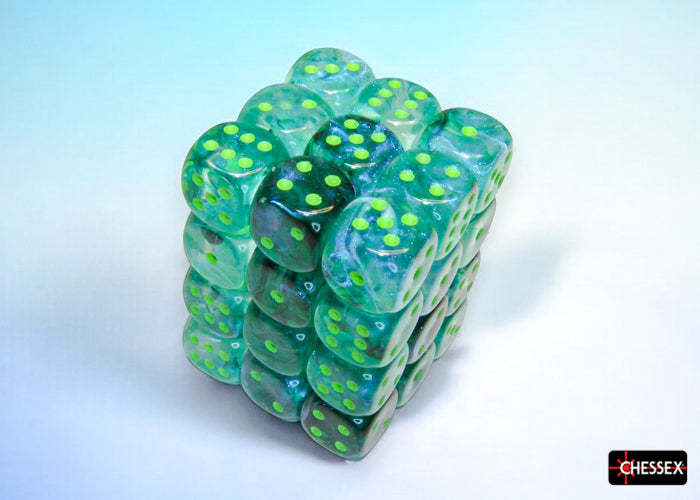 Chessex 12MM D6 Dice - Borealis Luminary - Kelp/Light Green