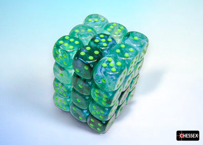 Chessex 12MM D6 Dice - Borealis Luminary - Kelp/Light Green