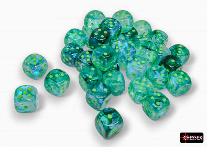 Chessex 12MM D6 Dice - Borealis Luminary - Kelp/Light Green