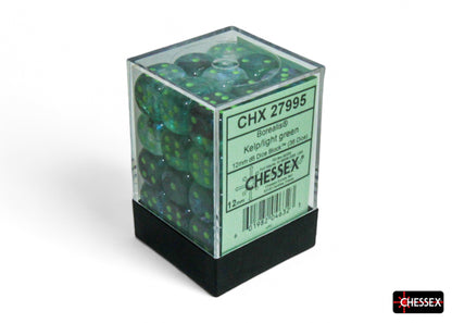 Chessex 12MM D6 Dice - Borealis Luminary - Kelp/Light Green