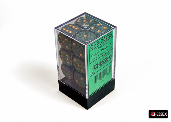 Chessex 16MM D6 Dice - Speckled - Golden Recon