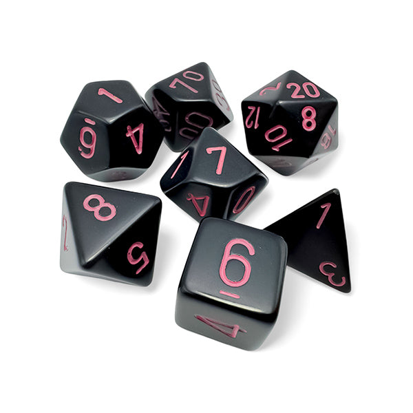 Chessex 7-Die Set - Opaque - Black/Pink