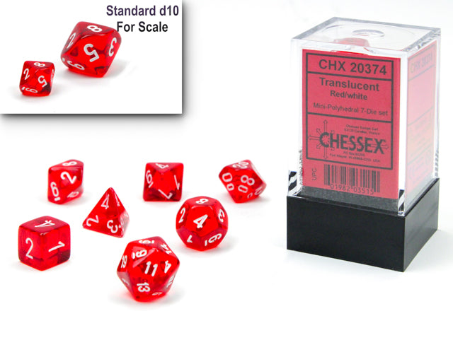 Chessex MINI 7-Die Set - Translucent - Red/White