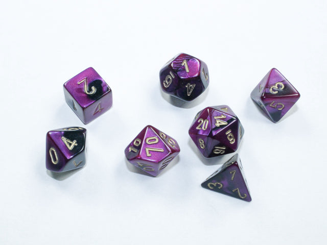 Chessex MINI 7-Die Set - Gemini - Black-Purple/gold