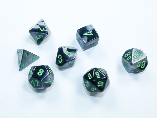 Chessex MINI 7-Die Set - Gemini - Black-Grey/green