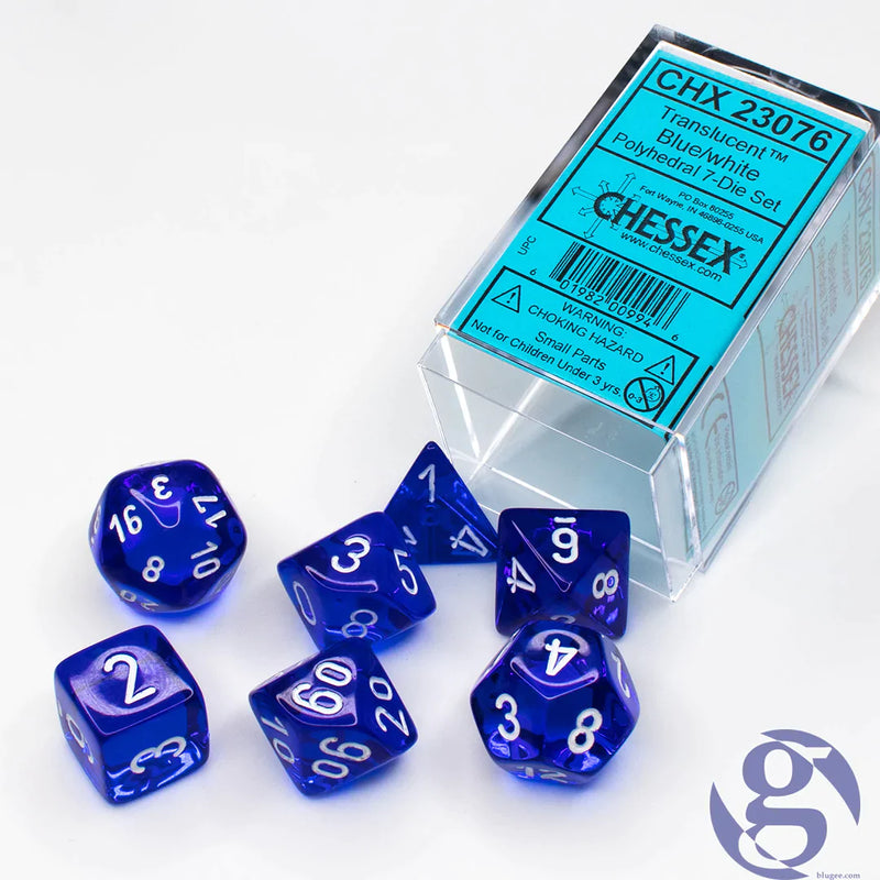 Chessex 7-Die set - Translucent - Blue/White