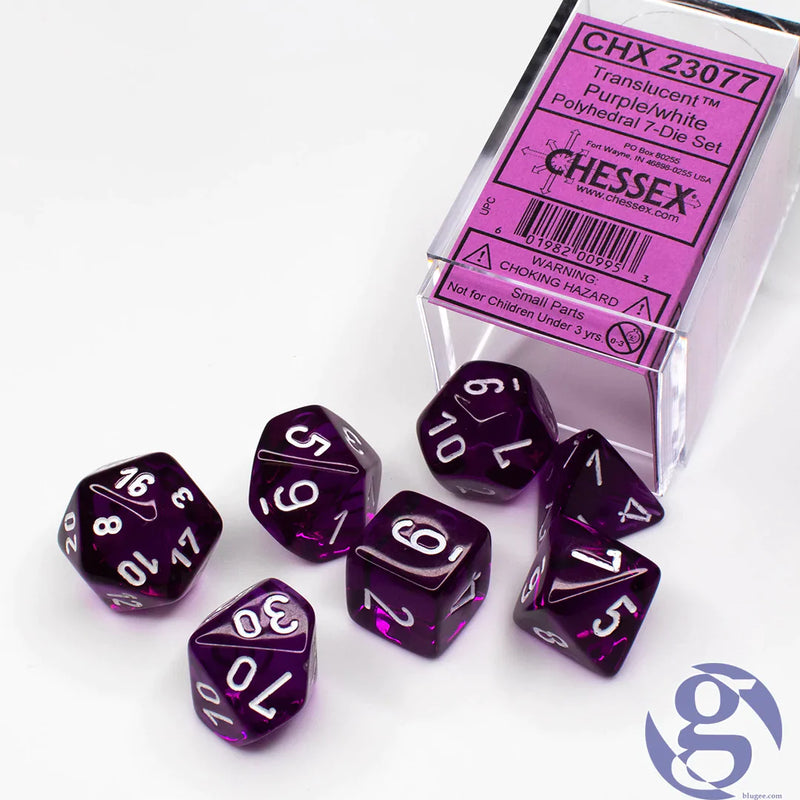 Chessex 7-Die set - Translucent - Purple/White