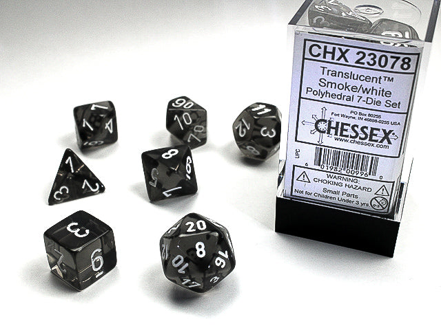 Chessex 7-Die set - Translucent - Smoke/White