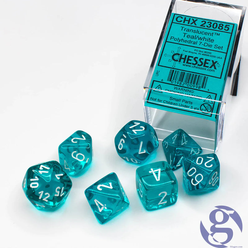 Chessex 7-Die set - Translucent - Teal/white