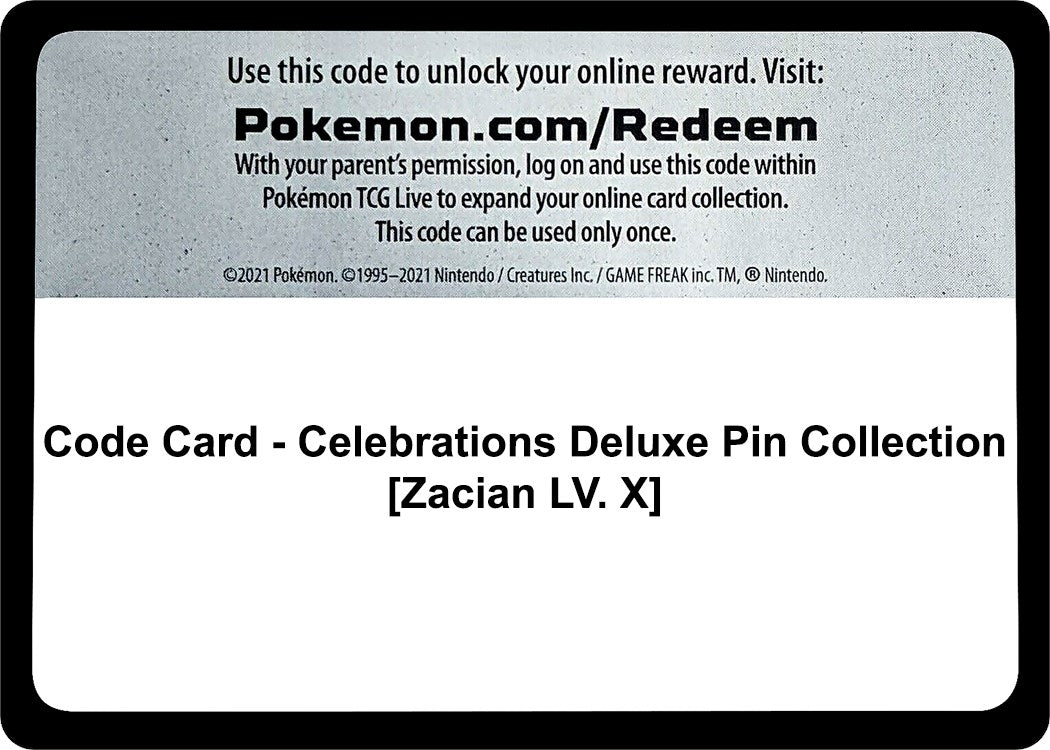 Image for Code Card - Celebrations Deluxe Pin Collection [Zacian LV. X] - Pokemon
