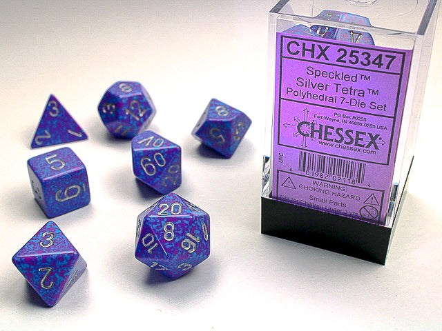 Chessex 7-Die set - Speckled - Silver Tetra