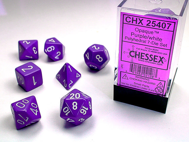 Chessex 7-Die set - Opaque - Purple/White