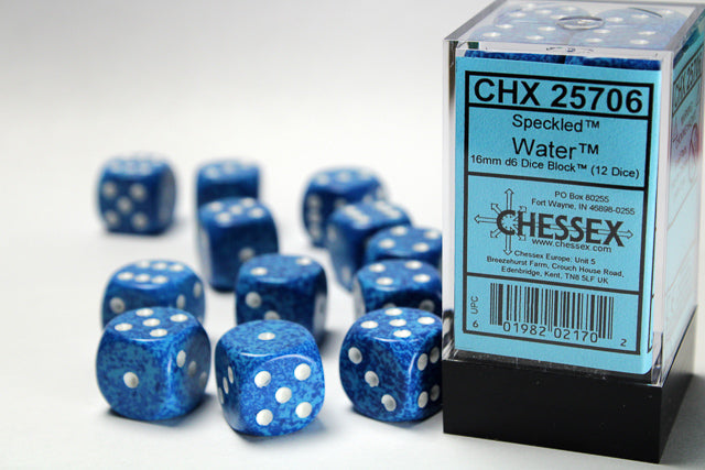 Chessex 16MM D6 Dice - Speckled - Water