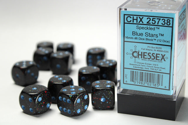 Chessex 16MM D6 Dice - Speckled - Blue Stars
