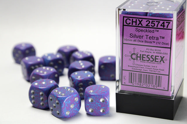 Chessex 16MM D6 Dice - Speckled - Silver Tetra