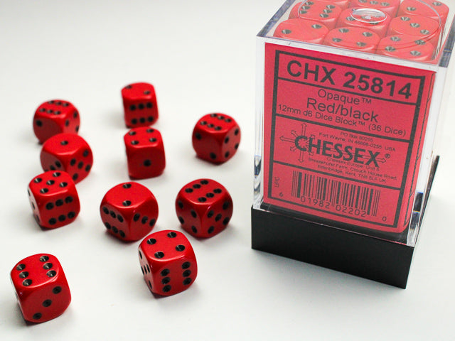 Chessex 12MM D6 Dice - Opaque - Red/black