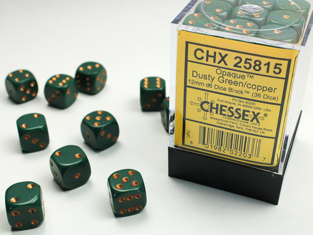 Chessex 12MM D6 Dice - Opaque - Dusty Green/copper