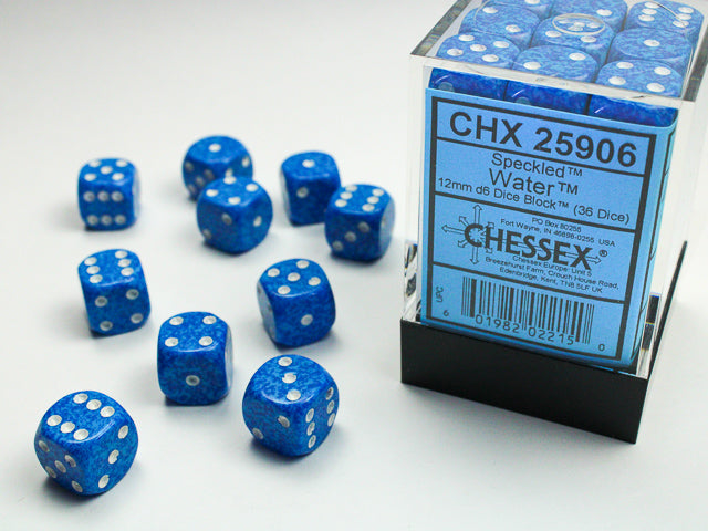 Chessex 12MM D6 Dice - Speckled - Water