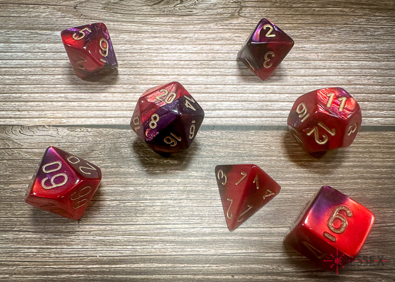 Chessex 7-Die set - Gemini - Purple-Red/Gold