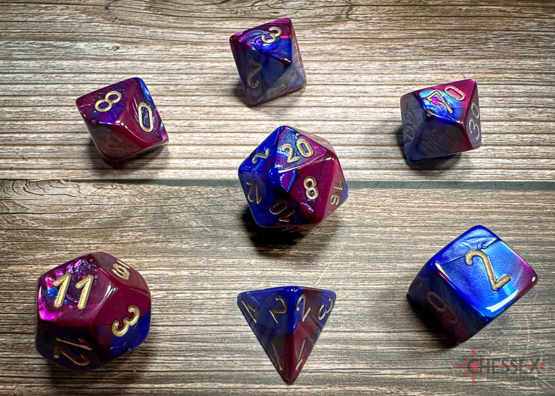 Chessex 7-Die set - Gemini - Blue-Purple/gold