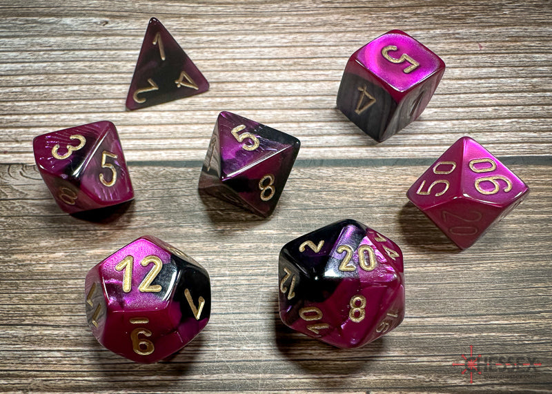 Chessex 7-Die set - Gemini - Black-Purple/Gold