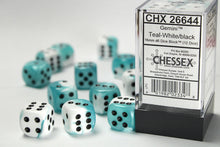 Chessex 16MM D6 Dice - Gemini - Teal-White/Black