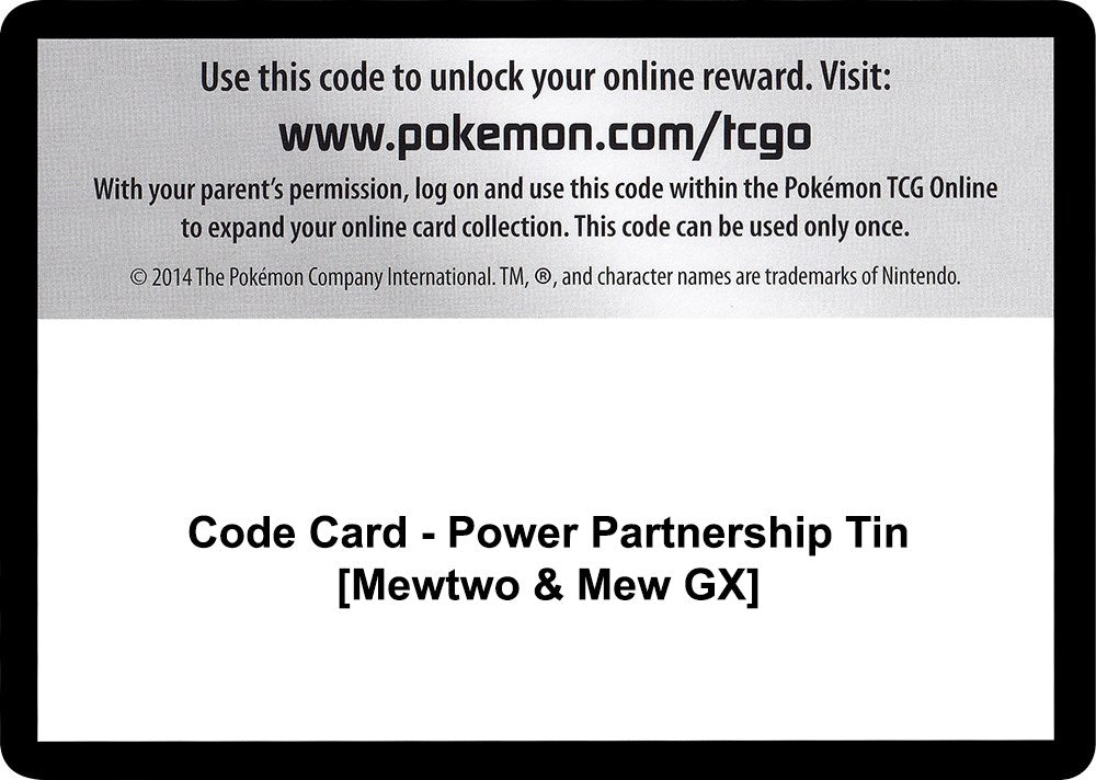 Image for Code Card - Power Partnership Tin [Mewtwo & Mew GX] - Pokemon