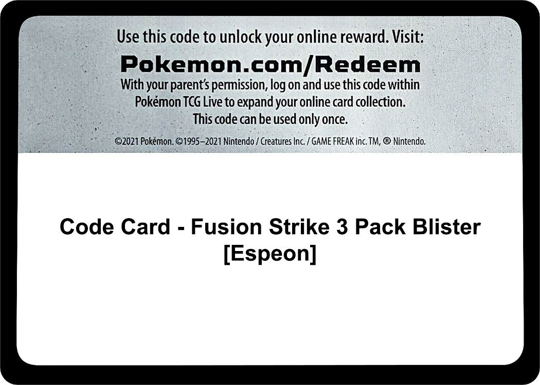 Image for Code Card - Fusion Strike 3 Pack Blister [Espeon] - Pokemon