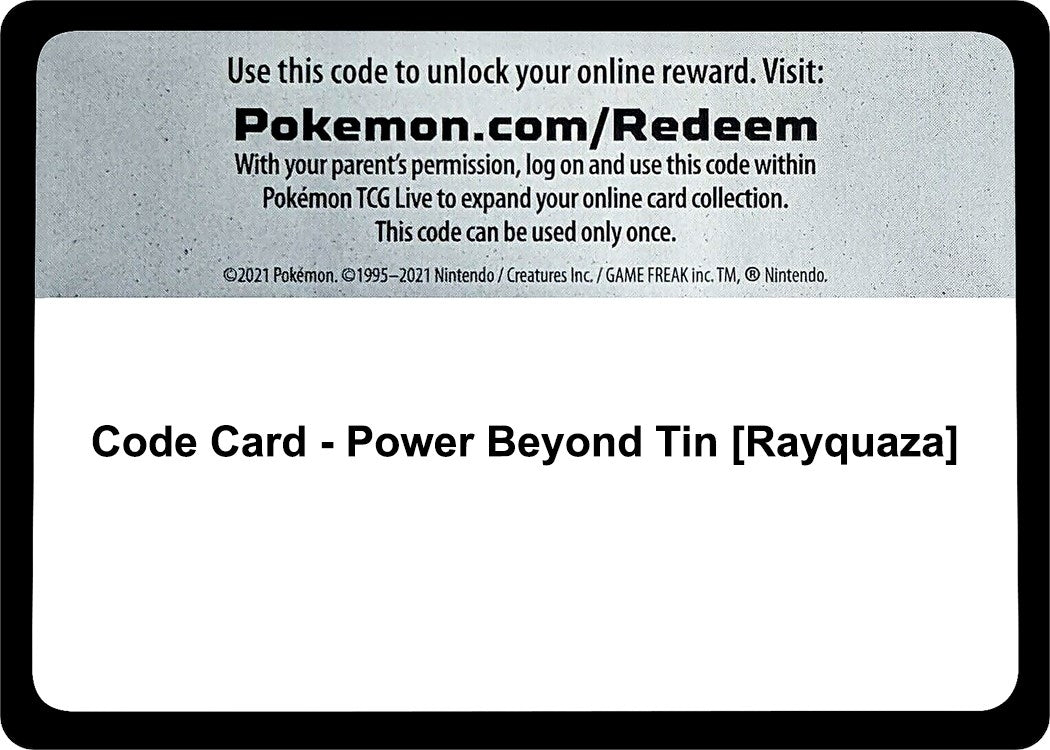Image for Code Card - Power Beyond Tin [Rayquaza] - Pokemon