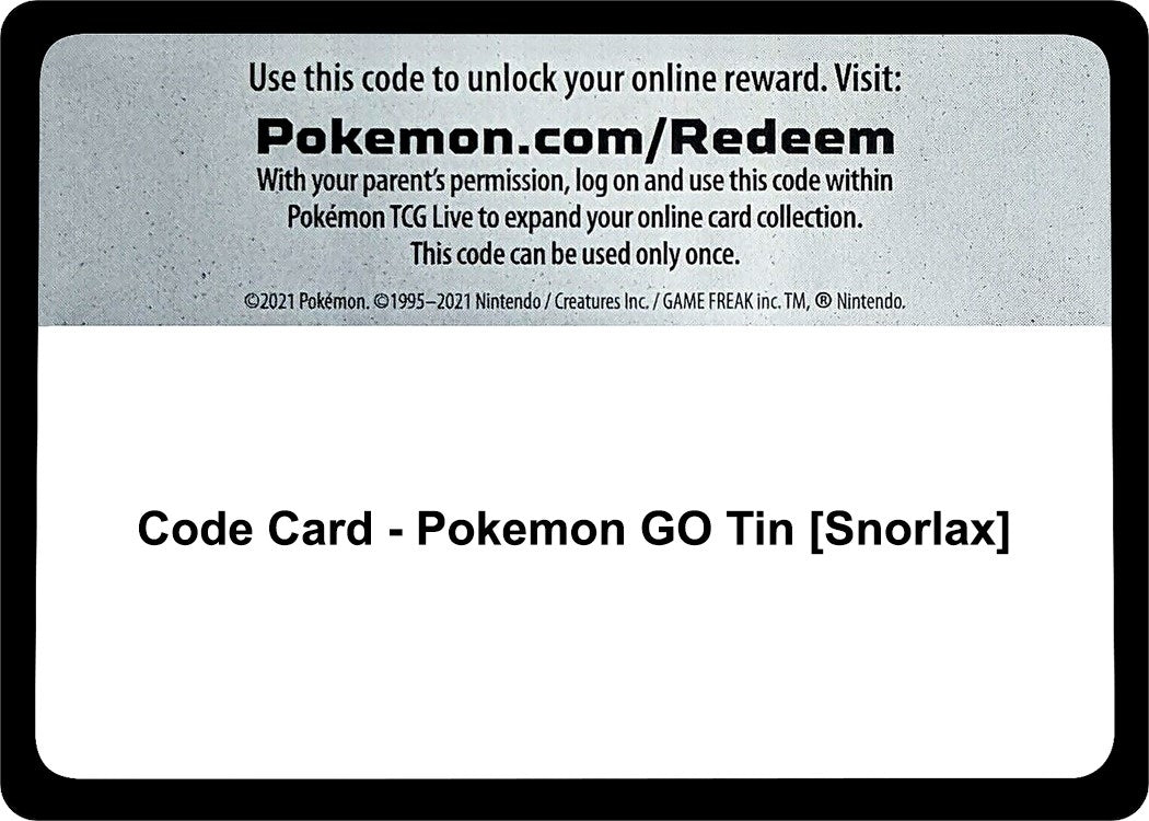 Image for Code Card - Pokemon GO Tin [Snorlax] - Pokemon