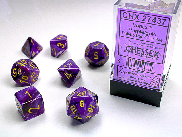 Chessex 7-Die set - Vortex - Purple/gold
