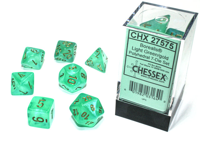 Chessex 7-Die Set - Borealis Luminary - Light Green/gold