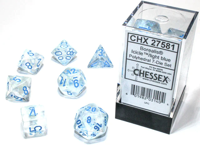 Chessex 7-Die Set - Borealis Luminary - Icicle/Light Blue