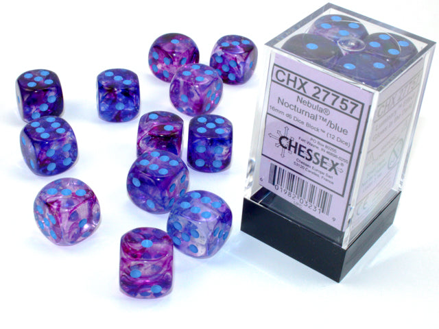 Chessex 16MM D6 Dice - Nebula Luminary - Nocturnal/Blue