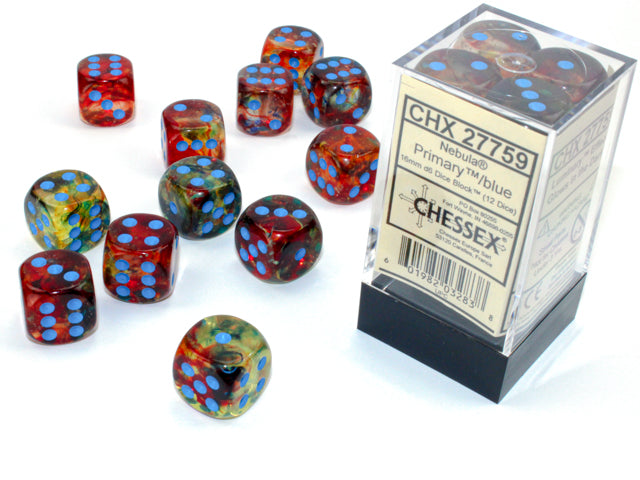 Chessex 16MM D6 Dice - Nebula Luminary - Primary/Blue