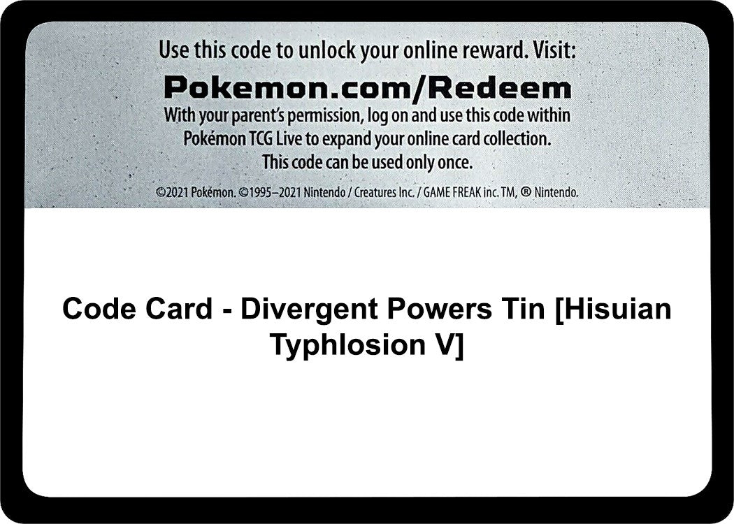 Image for Code Card - Divergent Powers Tin [Hisuian Typhlosion V] - Pokemon
