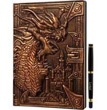 LYNX: 3D Faux-Leather Notebook - Bronze Dragon