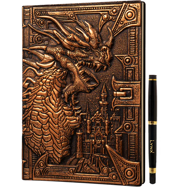 LYNX: 3D Faux-Leather Notebook - Bronze Dragon