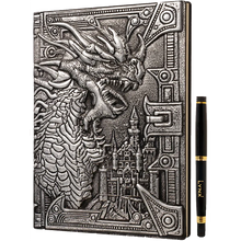 LYNX: 3D Faux-Leather Notebook - Silver Dragon